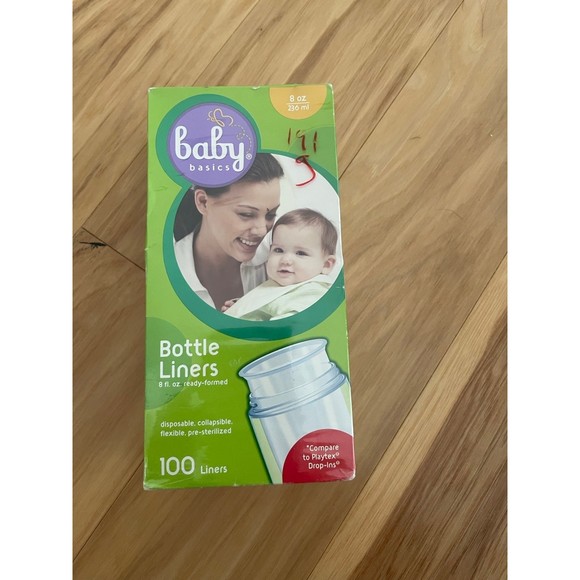 NEW Baby Basics Bottle Liners Feeding 100 Liners 8oz compare to Playtex Drop-ins - Picture 1 of 6